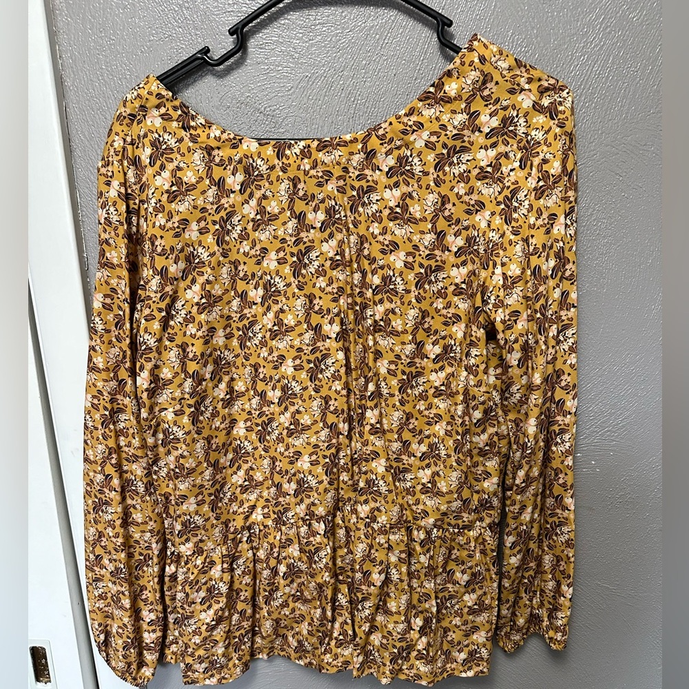 Patagonia Yellow and Brown Floral Long Sleeve Shirt